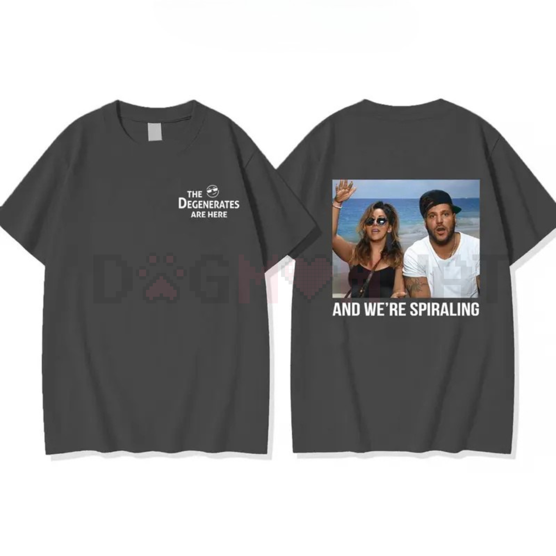 "And We're Spiraling" shirt – The Degenerates Are Here tee